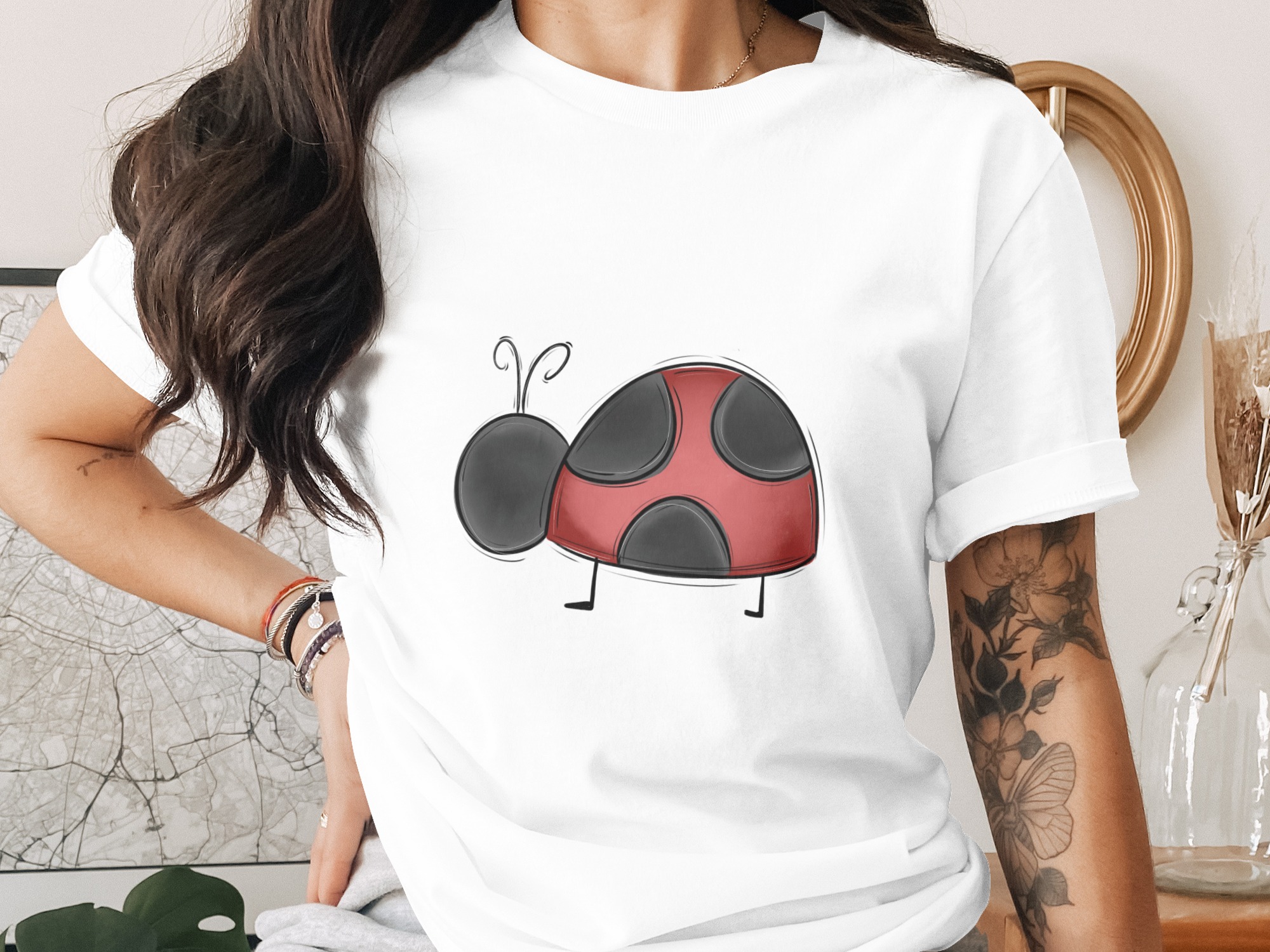 Cute Ladybug PNG Digital Download, Cartoon Ladybird Sublimation, Red Black Bug DTF Print File, Doodle Insect Graphic Art, Printable Design