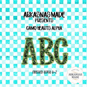 Camo Hearts Alpha Digital, Digital Download PNG Alpha, Full A-Z Alphabet Letters, Woodland Camouflage Font, Instant Design File