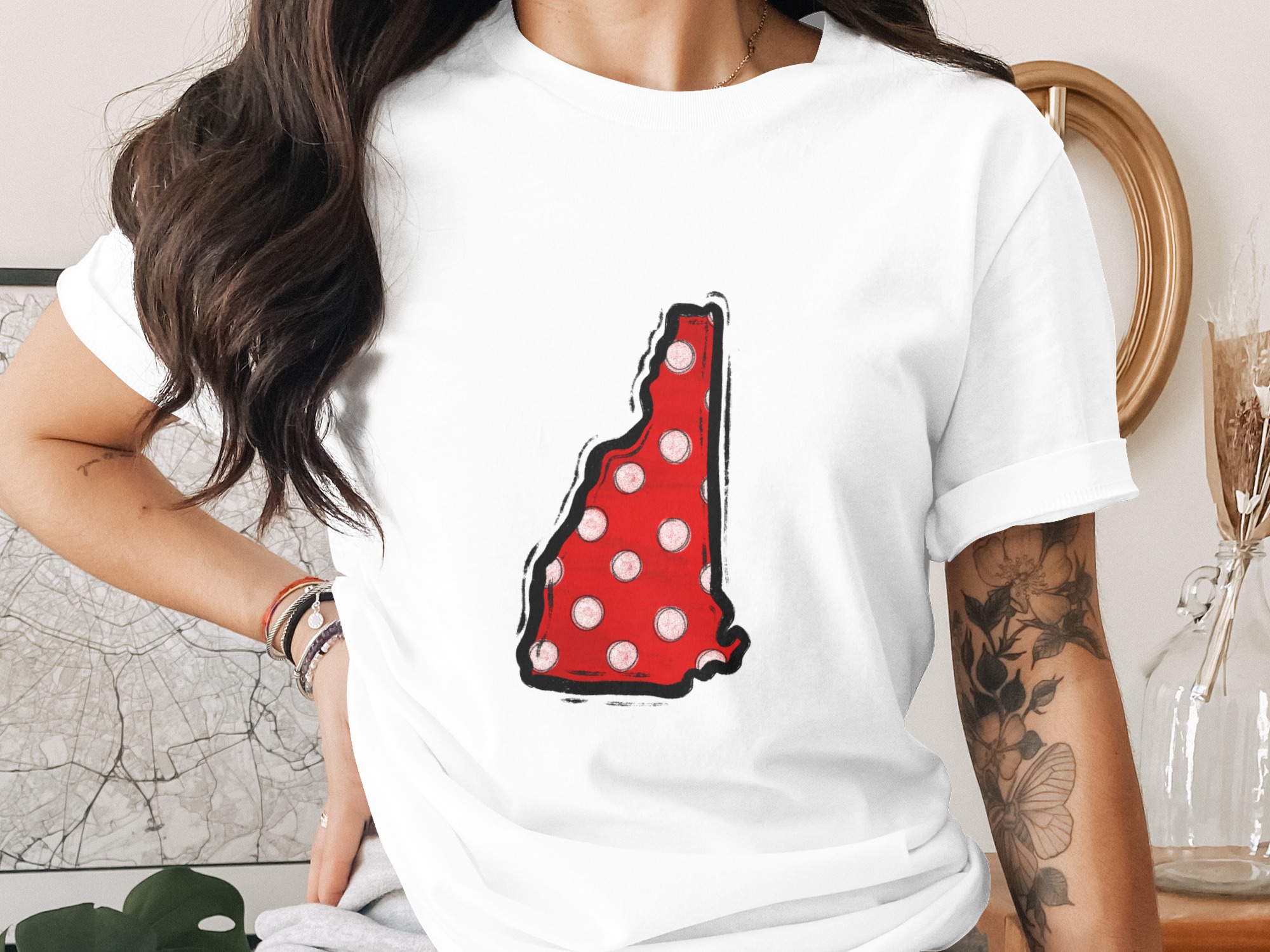 New Hampshire Polka Dot PNG, Red Polka Dot State Outline Digital Download, NH DTF Sublimation Graphic, Crafting Print File Instant Download