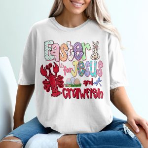Easter is for Jesus and Crawfish T-Shirt, Southern Easter Shirt, Funny Religious Tee, Crawfish Boil Top, Leopard Bunny Spring Shirt