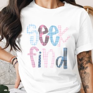 Seek Find Plaid PNG, Digital Download, Sublimation Design, DTF Ready, Inspirational Shirt Graphic, Blue Pink Checkered Art, Positive Message