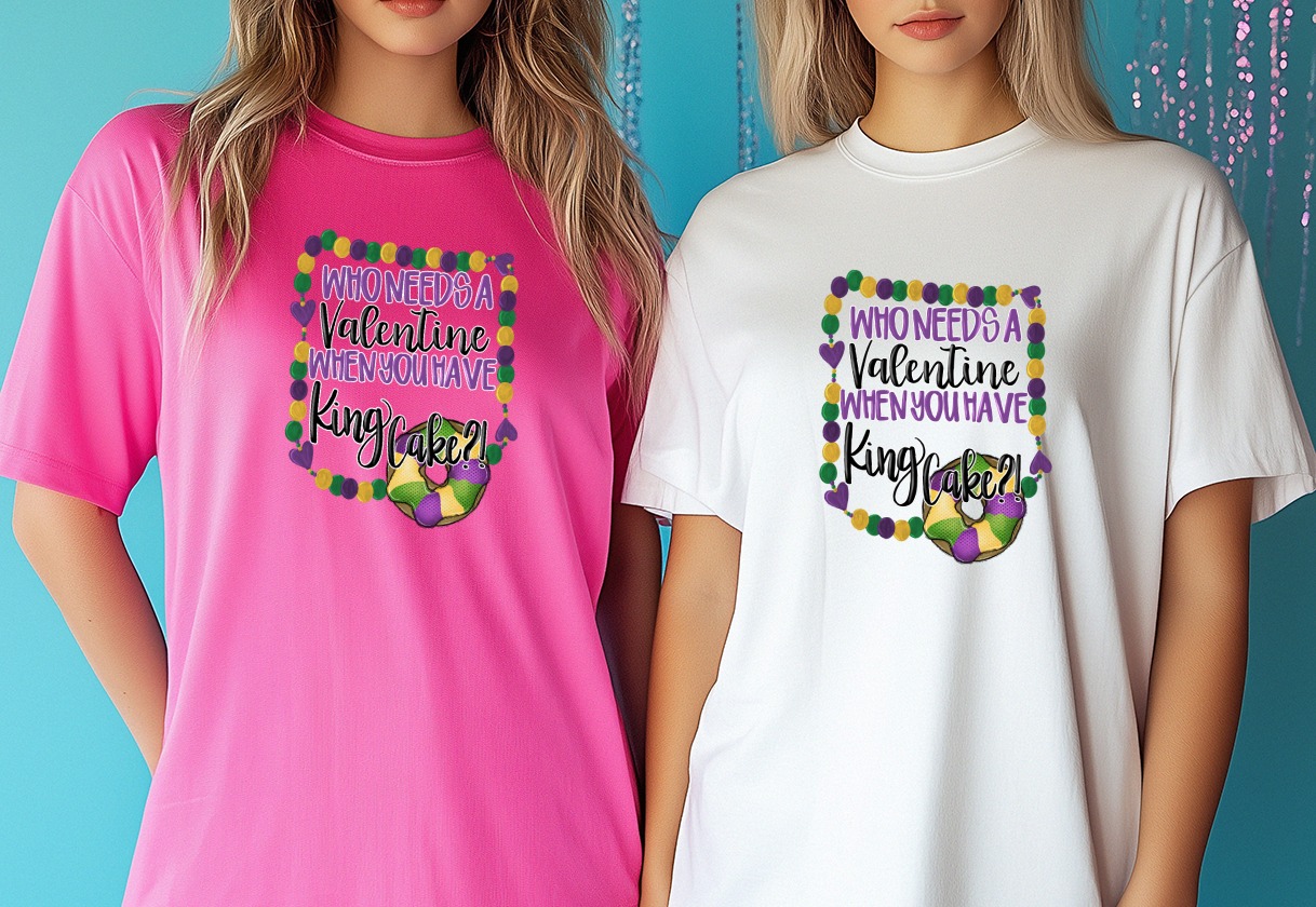 Mardi Gras King Cake Funny PNG, Anti Valentine's Day Sublimation, Fat Tuesday Digital Download DTF Design, Festive Graphic Art - Image 6