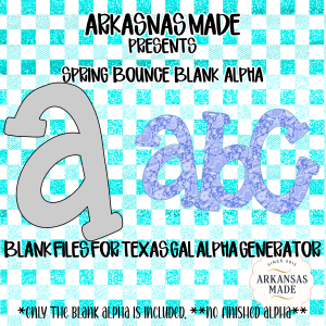 Digital Spring Bounce Blank Alpha, Outline and Fill Layer Files, Custom Alphabet Creator, Texas Gal Designs Alpha Generator Ready