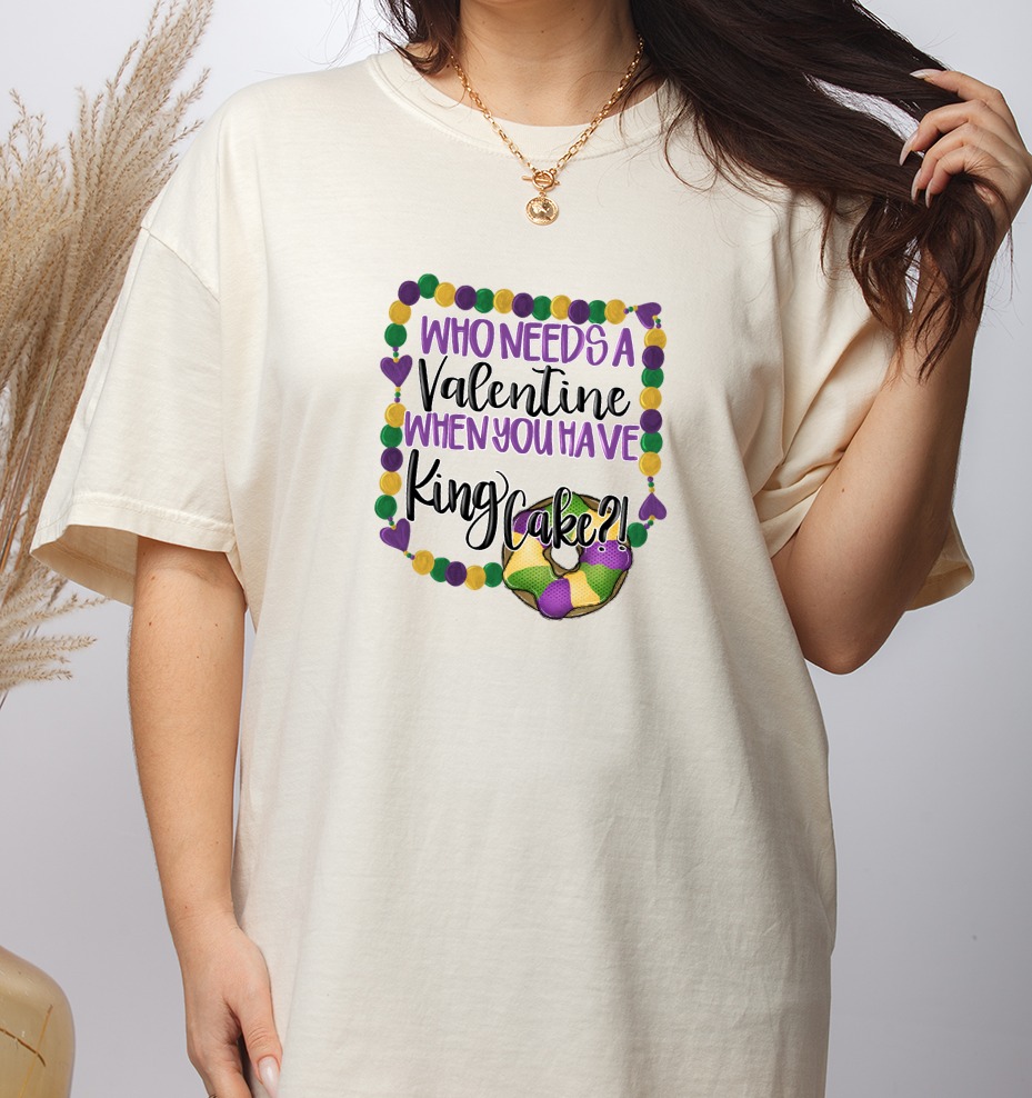 Mardi Gras King Cake Funny PNG, Anti Valentine's Day Sublimation, Fat Tuesday Digital Download DTF Design, Festive Graphic Art - Image 3