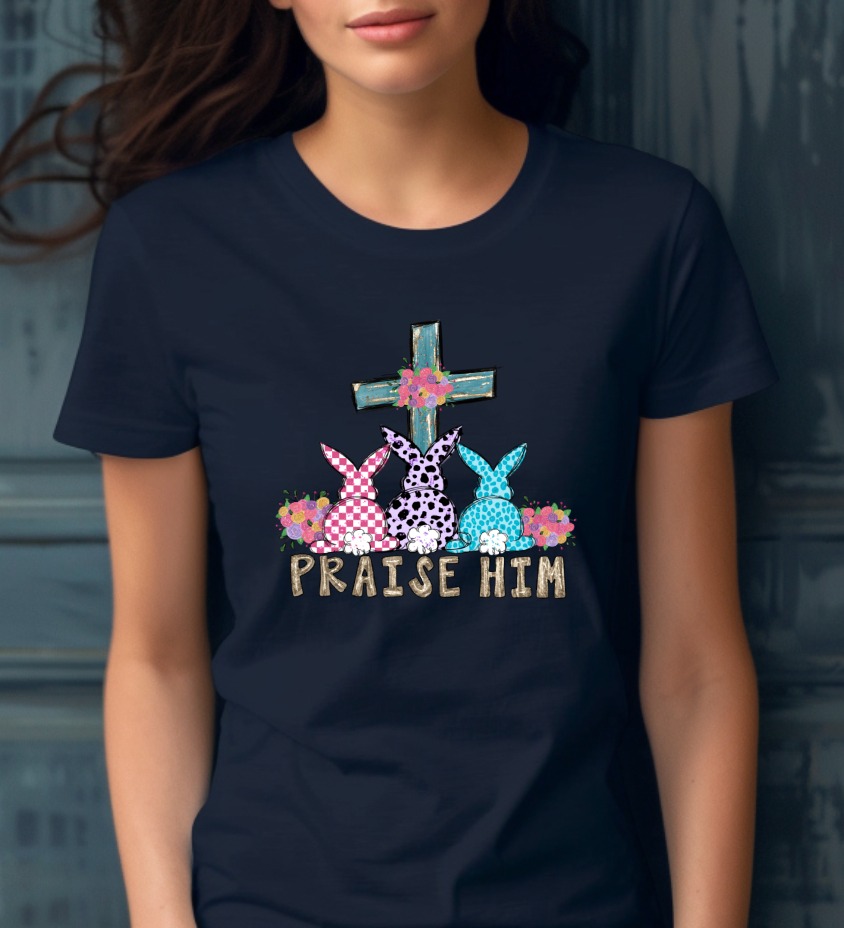 Easter Praise Him PNG, Religious Bunny Cross Sublimation, Digital Download DTF, Christian Spring Faith Art, Floral Rabbits - Image 8