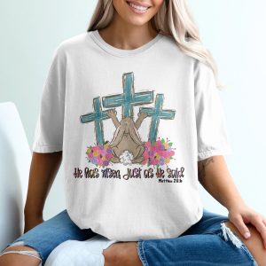He Has Risen Matthew 28:6 T-Shirt, Easter Bunny Crosses Tee, Christian Resurrection Faith Shirt, Religious Spring Flowers T-Shirt, Jesus
