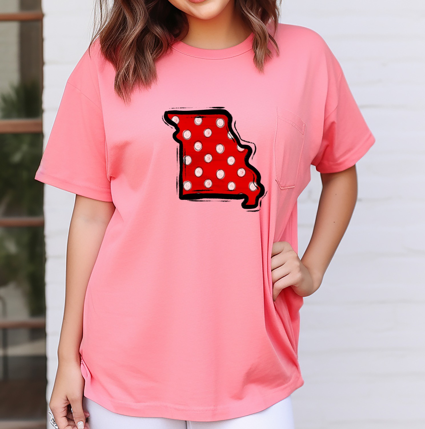 Missouri Polka Dot State Outline PNG, Distressed Red White Map, Digital Download DTF Sublimation, Instant Graphic File, State Pride Print - Image 7