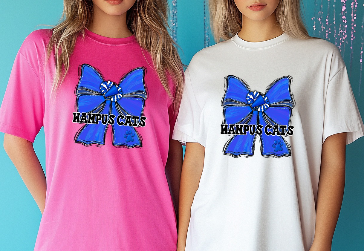 Wampus Cats Cheer Bow PNG, Blue Spirit Design, Megaphone Paw Print, School Team Mascot Digital Download, DTF Sublimation File - Image 6