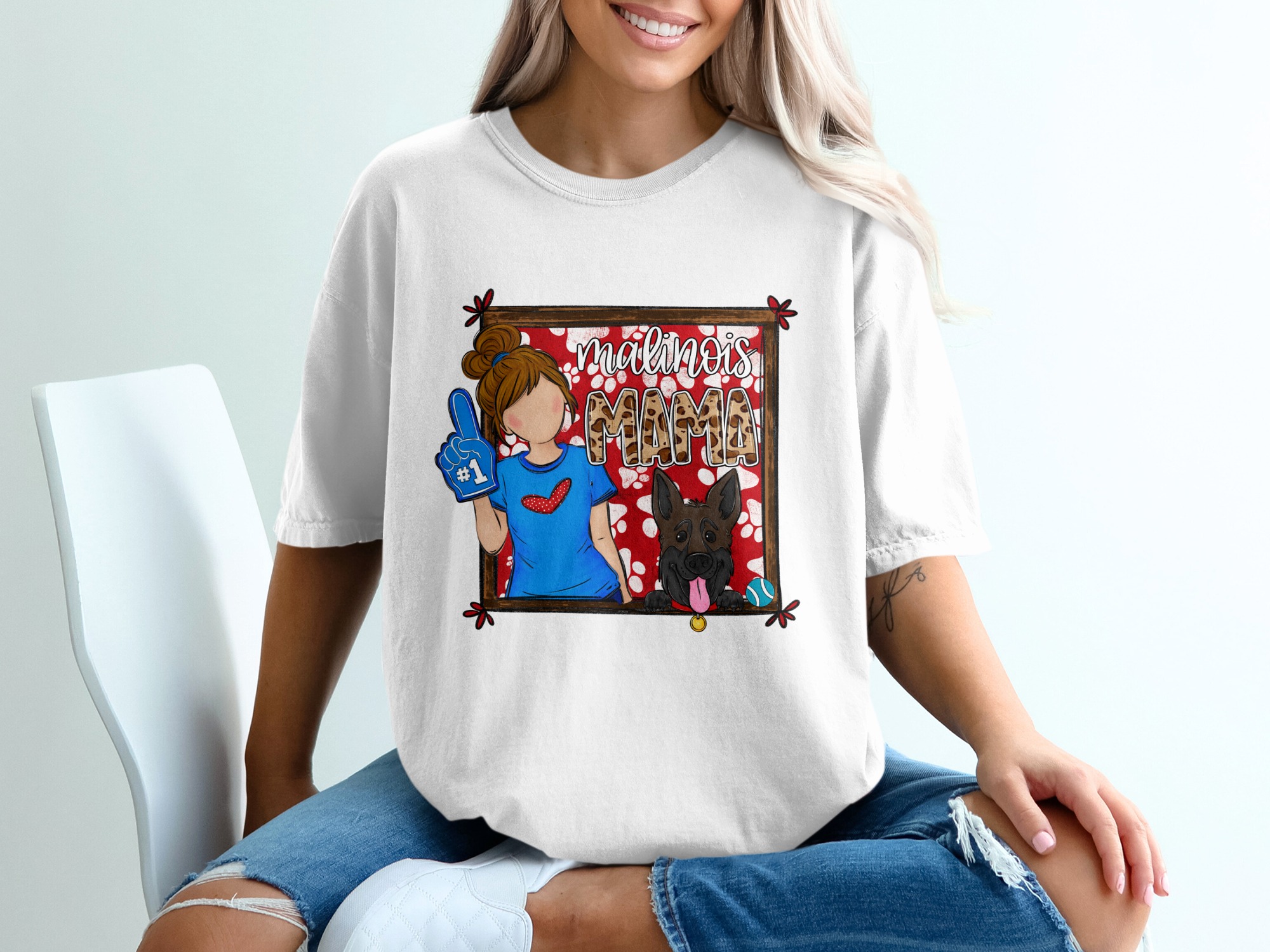 Malinois Mama T-Shirt, Belgian Malinois Dog Mom Gift, Proud Malinois Owner Tee, Dog Lover Shirt, Cute Malinois Fan Gear T-Shirt