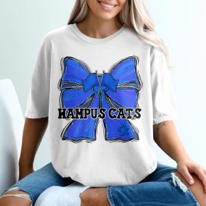 Wampus Cats T-Shirt, Blue Bow Paw Print Tee, School Spirit Apparel, Game Day Shirt, Team Mascot Design, Distressed Bow Flags T-Shirt