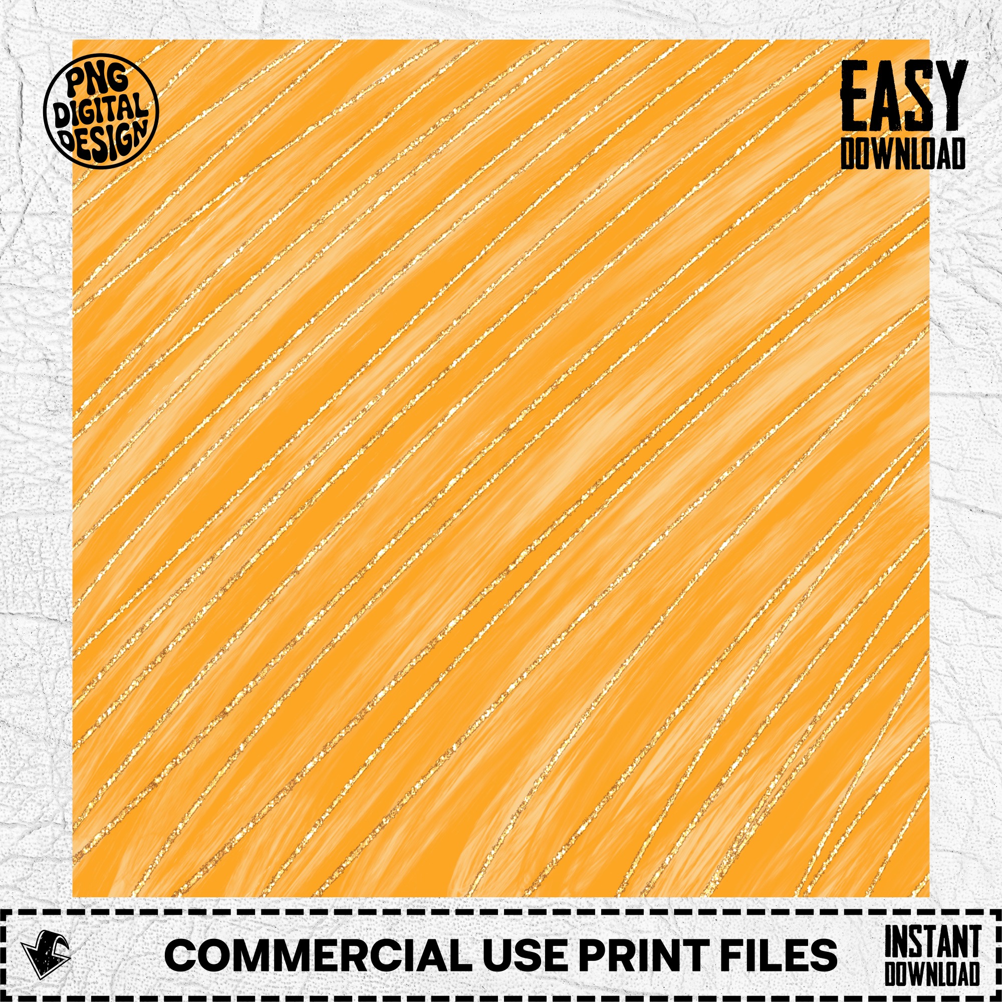 Gold Glitter Diagonal Stripes Digital Paper, Orange Textured Background PNG, Shimmer Scrapbook Page, Glam Printable Download
