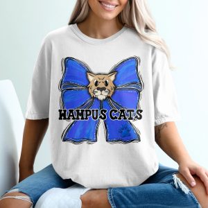 Wampus Cats T-Shirt, Fierce Cat Face Design, Blue Bow and Paw Print, School Spirit Tee, Unique Mascot Fan Gear, Cool Team Shirt