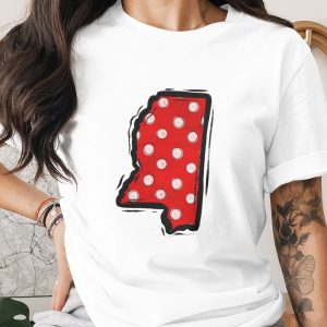 Mississippi State Polka Dot PNG, Red White Distressed Map Outline, Digital Download DTF Sublimation Design, Southern USA Craft Graphic