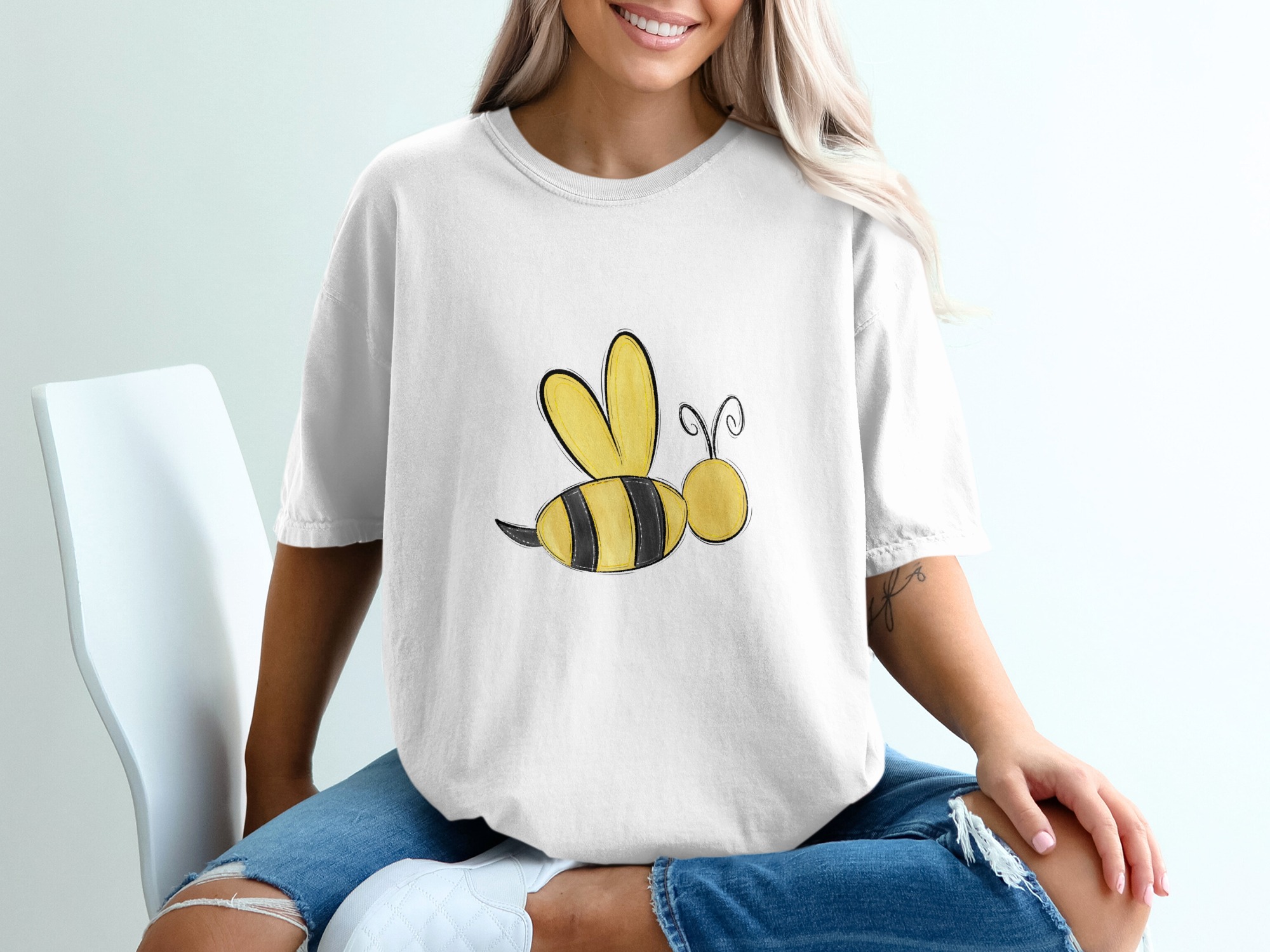 Cute Bumble Bee T-Shirt, Adorable Honeybee Graphic Tee, Whimsical Insect Lover Gift, Unique Hand Drawn Animal Apparel, Sweet Nature Design