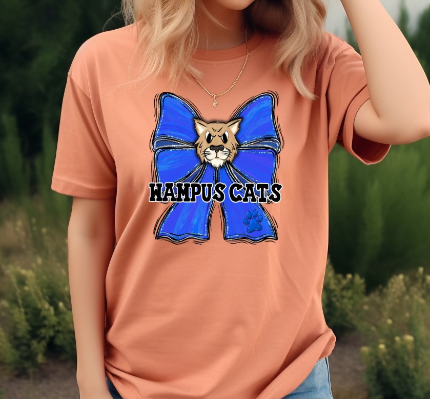 Wampus Cats DTF PNG, Digital Download, Sublimation Design, Blue Glitter Bow, Fierce Cat Mascot, Paw Print, School Spirit, Game Day Graphic - Image 5