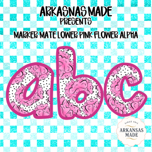 Marker Mate Lower Pink Flower Alpha PNGs, Digital Download Sublimation, DTF Alphabet Letters, Floral ABC Design, Instant Graphics