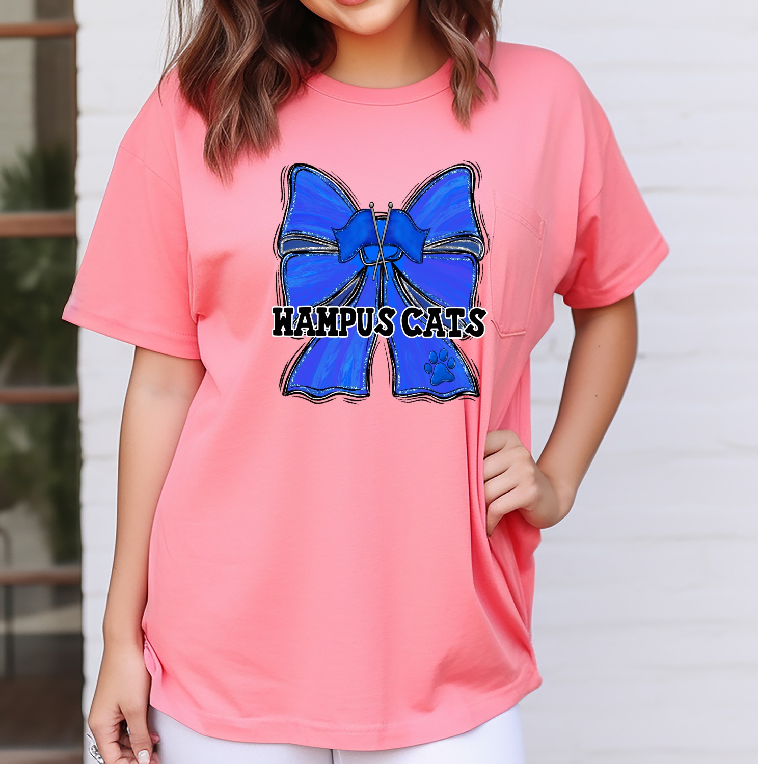 Wampus Cats Cheer Bow PNG, Blue Glitter Mascot Design, Digital Download DTF Sublimation, School Spirit Image, Team Graphic, Instant File - Image 7