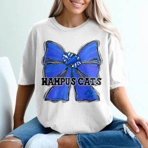 Wampus Cats T-Shirt, Blue Cheer Bow Megaphone Paw Print, School Spirit Team Fan Game Day T-Shirt, Unique Mascot Supporter Gift