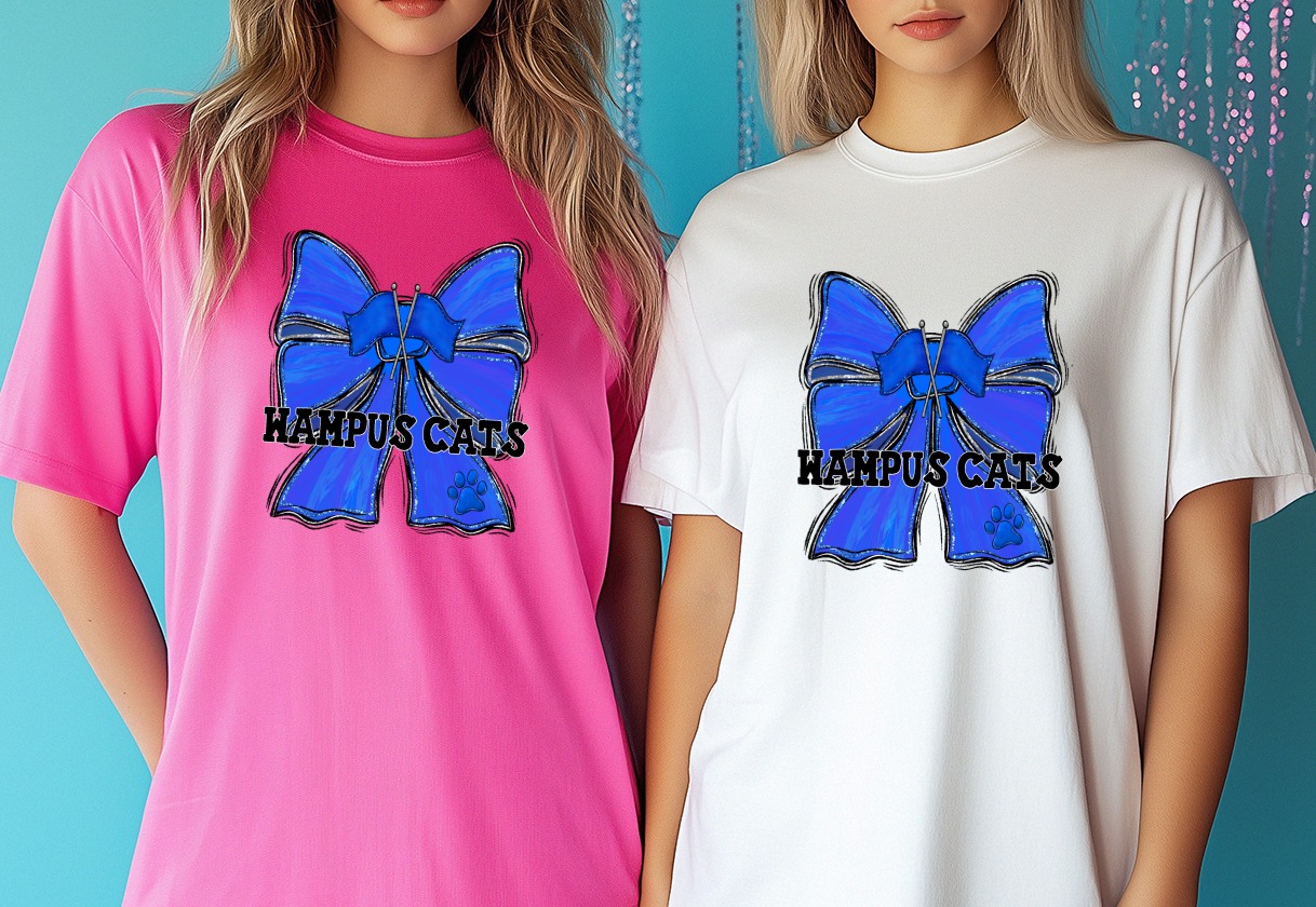 Wampus Cats Digital Download, Blue Glitter Cheer Bow PNG, School Spirit Mascot Design, Sublimation DTF Print File, Paw Print Flags - Image 6