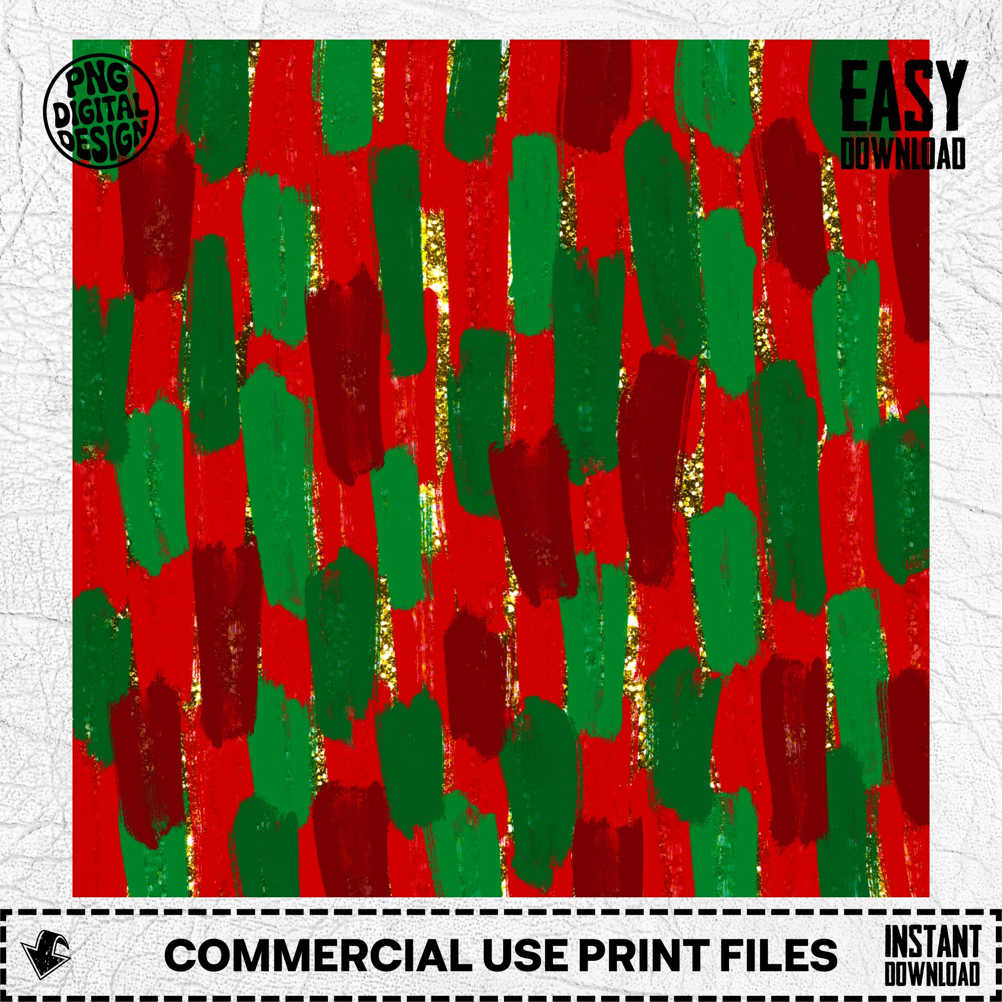 Red Green Glitter Brush Strokes PNG, Christmas Sublimation DTF Digital Download, Festive Holiday Digital Paper, Instant File