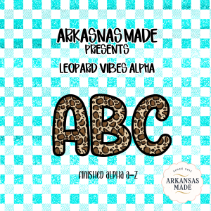 Leopard ABC Alphabet PNG Alpha, Digital Download, Turquoise Plaid Letters, Glitter Buffalo Gingham, Full A-Z Set, Instant Download, Graphic