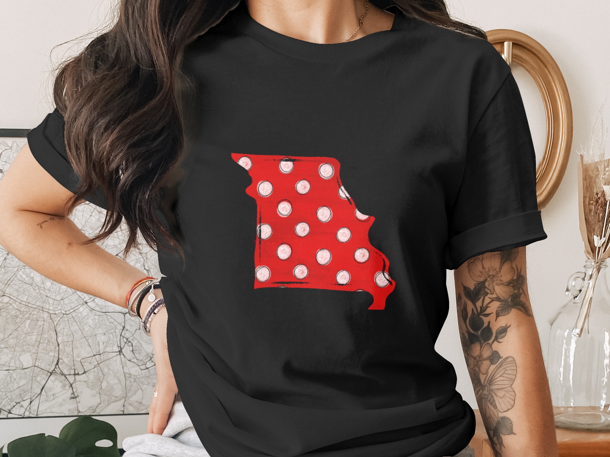 Missouri Polka Dot State Outline PNG, Distressed Red White Map, Digital Download DTF Sublimation, Instant Graphic File, State Pride Print - Image 2