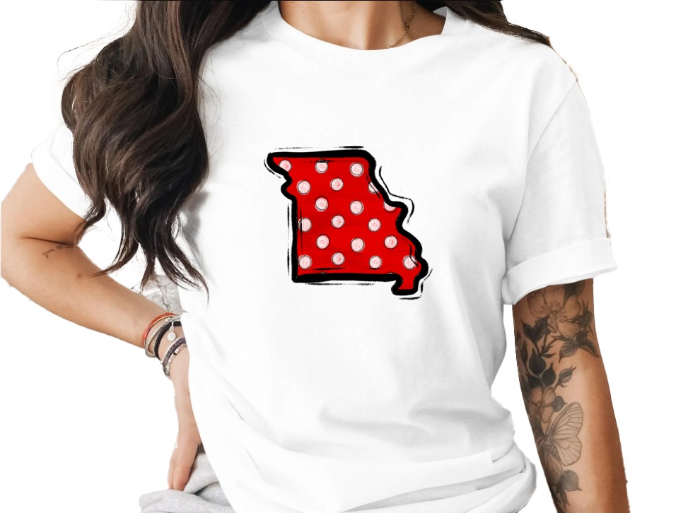 Missouri Polka Dot State Outline PNG, Distressed Red White Map, Digital Download DTF Sublimation, Instant Graphic File, State Pride Print - Image 12