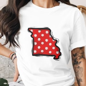 Missouri Polka Dot State Outline PNG, Distressed Red White Map, Digital Download DTF Sublimation, Instant Graphic File, State Pride Print