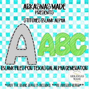 Stitches Blank Alpha Digital Download, Sublimation DTF PNGs, Gingham Pattern Letters, Customizable Alphabet, Texas Gal Generator Compatible