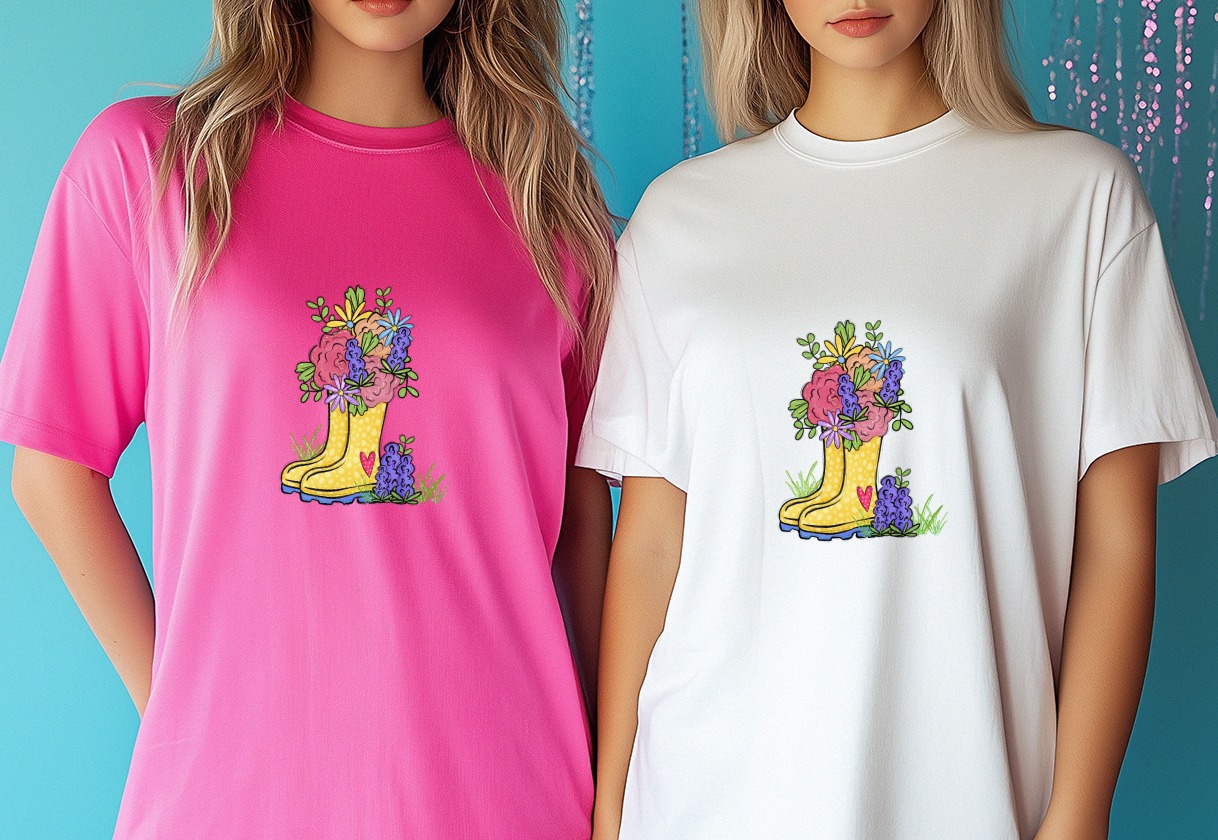 Whimsical Floral Rain Boots PNG, Spring Garden Bouquet Digital Download, Cute Gumboots DTF Sublimation Design, Flower Boots Art - Image 6