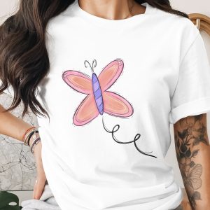 Pink Butterfly PNG, Cute Whimsical Doodle Sublimation DTF Digital Download, Printable Graphic Artwork, Instant Download Design File