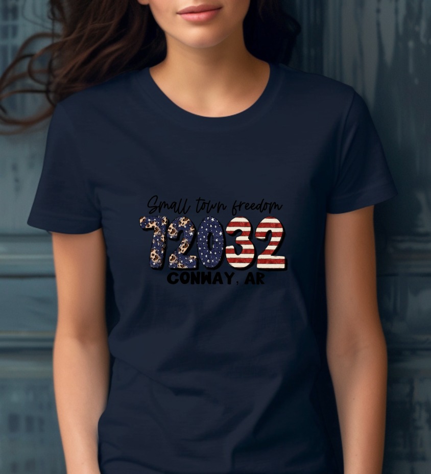 Small Town Freedom 72032 Conway ar, Patriotic Leopard Print Digital Download dtf Sublimation png, usa Stars Stripes Zip Code - Image 8