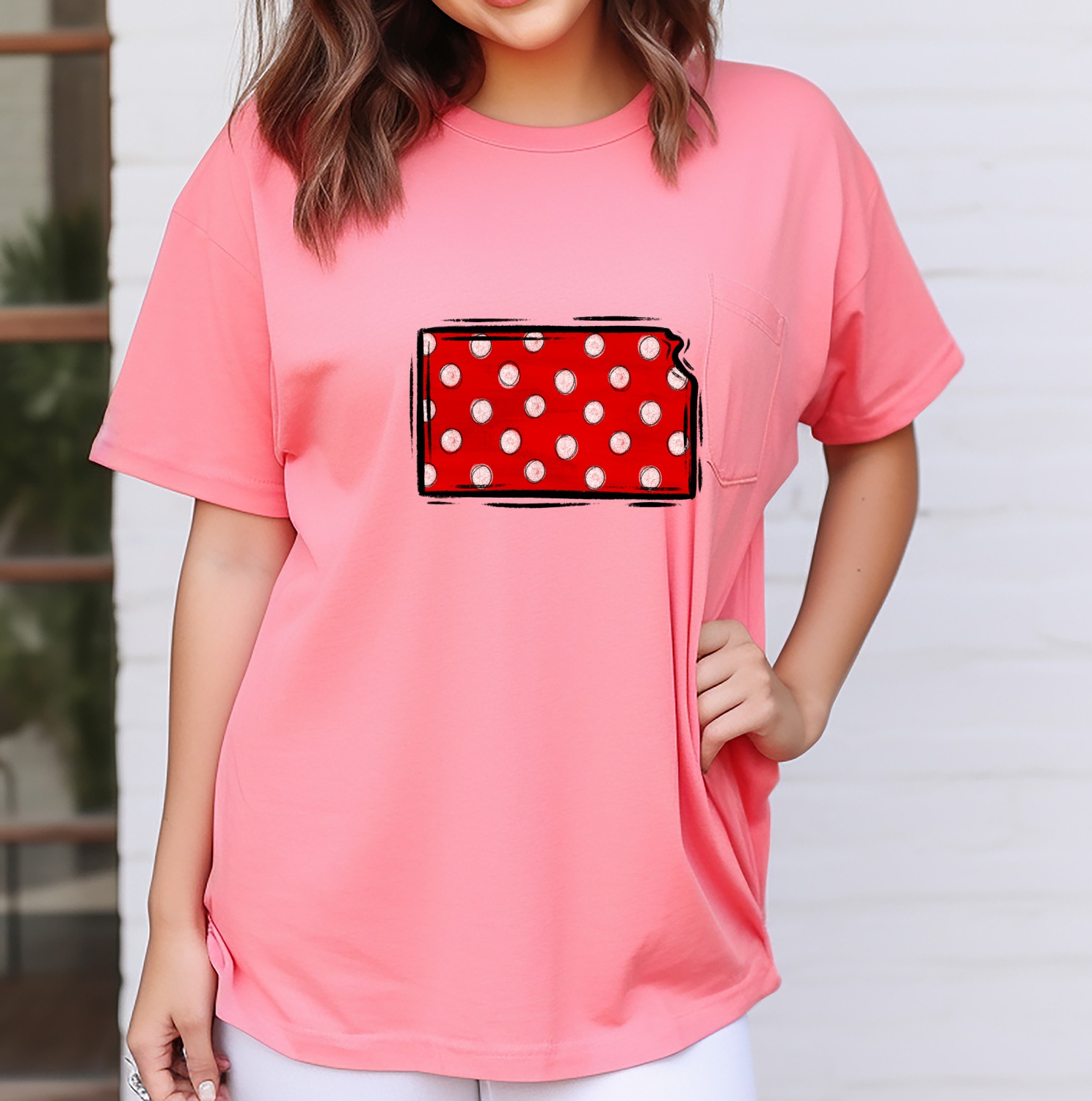 Kansas Polka Dot State Outline PNG, Distressed Red White Design, Digital Download, DTF Sublimation Ready, State Map Art, Midwest Home Decor - Image 7
