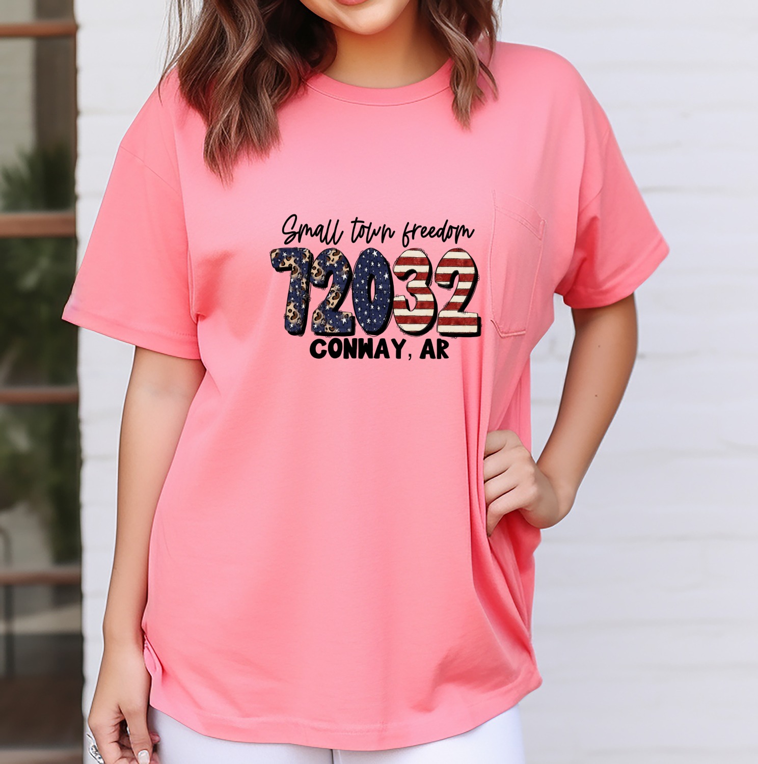Small Town Freedom 72032 Conway ar, Patriotic Leopard Print Digital Download dtf Sublimation png, usa Stars Stripes Zip Code - Image 7