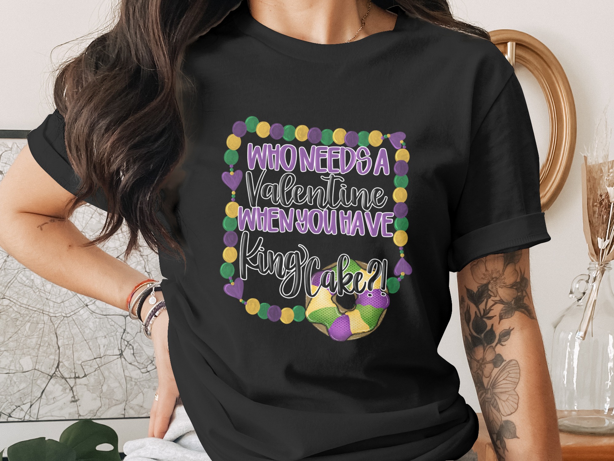 Mardi Gras King Cake Funny PNG, Anti Valentine's Day Sublimation, Fat Tuesday Digital Download DTF Design, Festive Graphic Art - Image 2