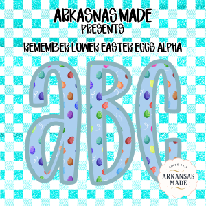 Remember Lower Easter Eggs Alpha Digital Download, Sublimation DTF Alpha PNGs, ABC Letters, Teal Checkered Pattern, Spring Holiday Design