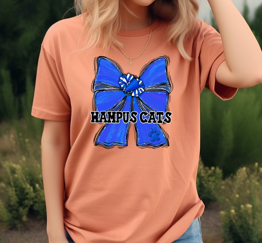 Wampus Cats Cheer Bow PNG, Blue Spirit Design, Megaphone Paw Print, School Team Mascot Digital Download, DTF Sublimation File - Image 5