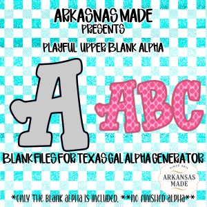Playful Upper Blank Alpha Digital Download, Sublimation DTF PNGs, Texas Gal Alpha Generator Blank Files, Create Custom Letters