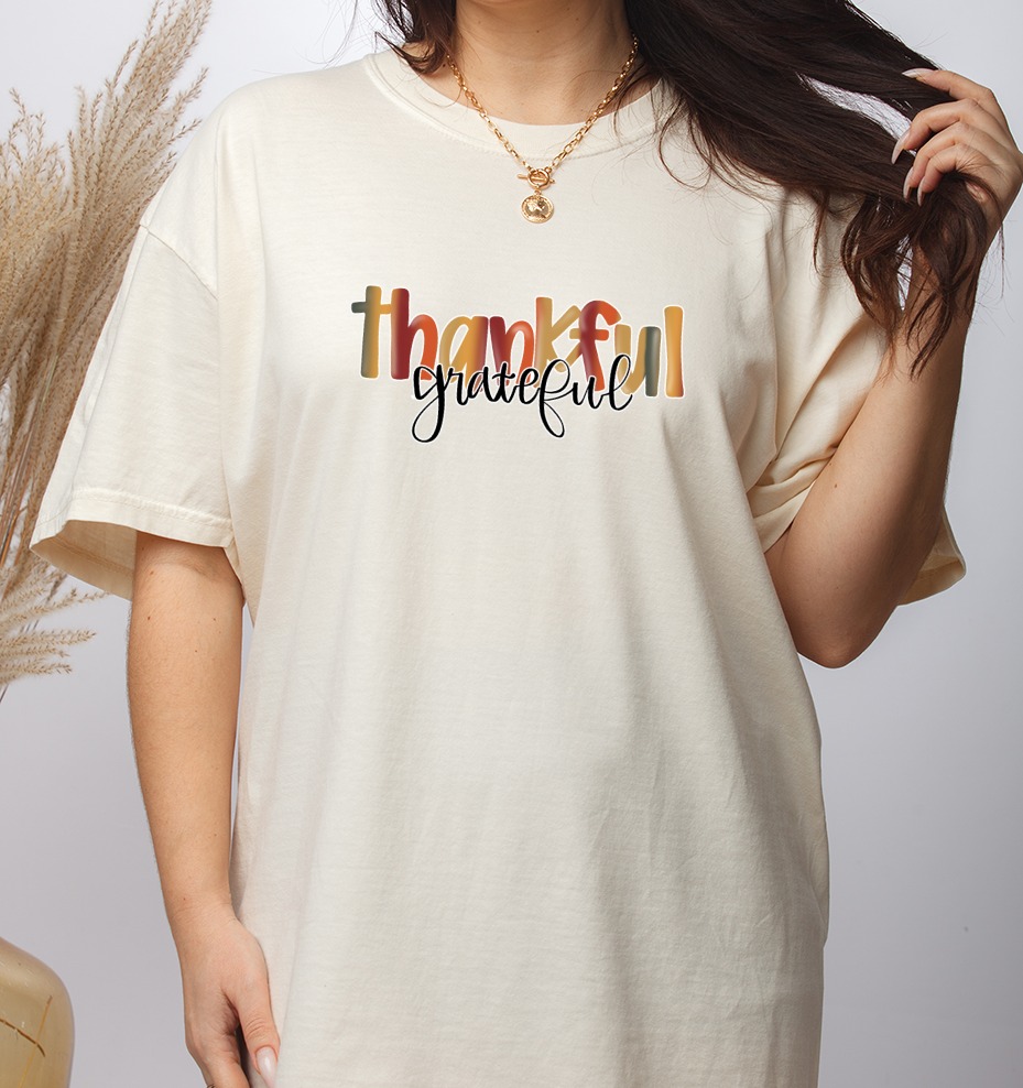 Thankful Grateful Digital Download, Fall Autumn Thanksgiving PNG, DTF Sublimation Design, Grateful Print File, Instant Download Graphic - Image 3
