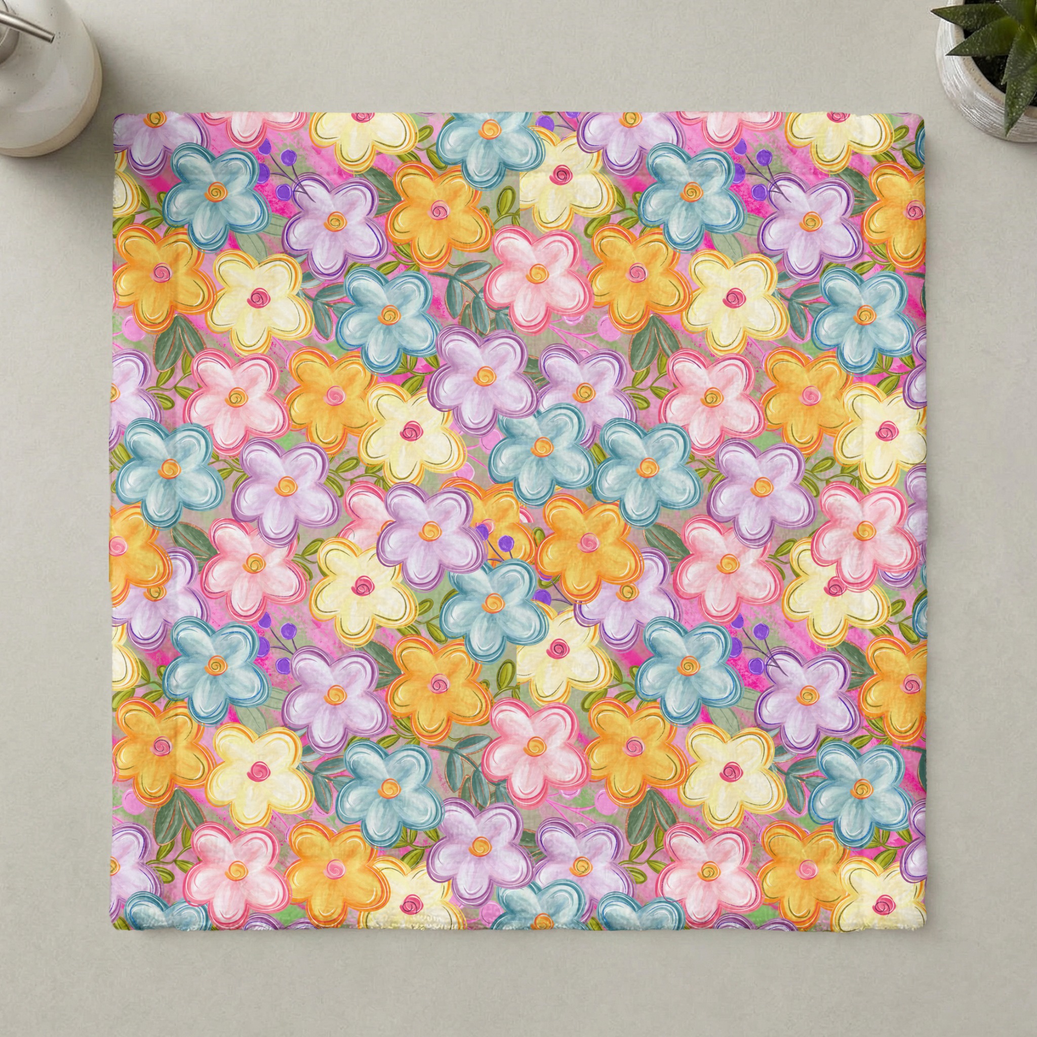 Whimsical Floral Digital Paper, Pastel Flower Seamless Pattern, Colorful Bloom PNG Download, Vibrant Spring Craft Background, Scrapbook Art - Image 3