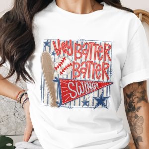 Hey Batter Batter Swing Baseball PNG, Digital Download, Sublimation Design, DTF Print File, Vintage Sports Game Day, Patriotic Stars