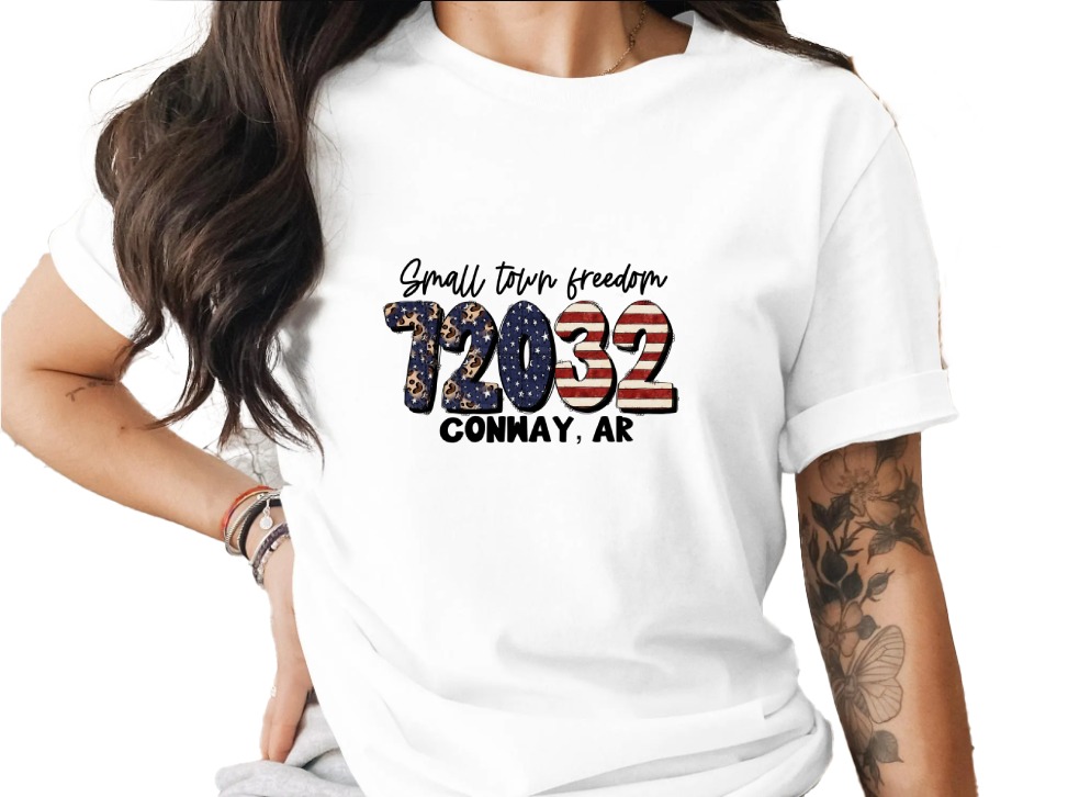Small Town Freedom 72032 Conway ar, Patriotic Leopard Print Digital Download dtf Sublimation png, usa Stars Stripes Zip Code - Image 12