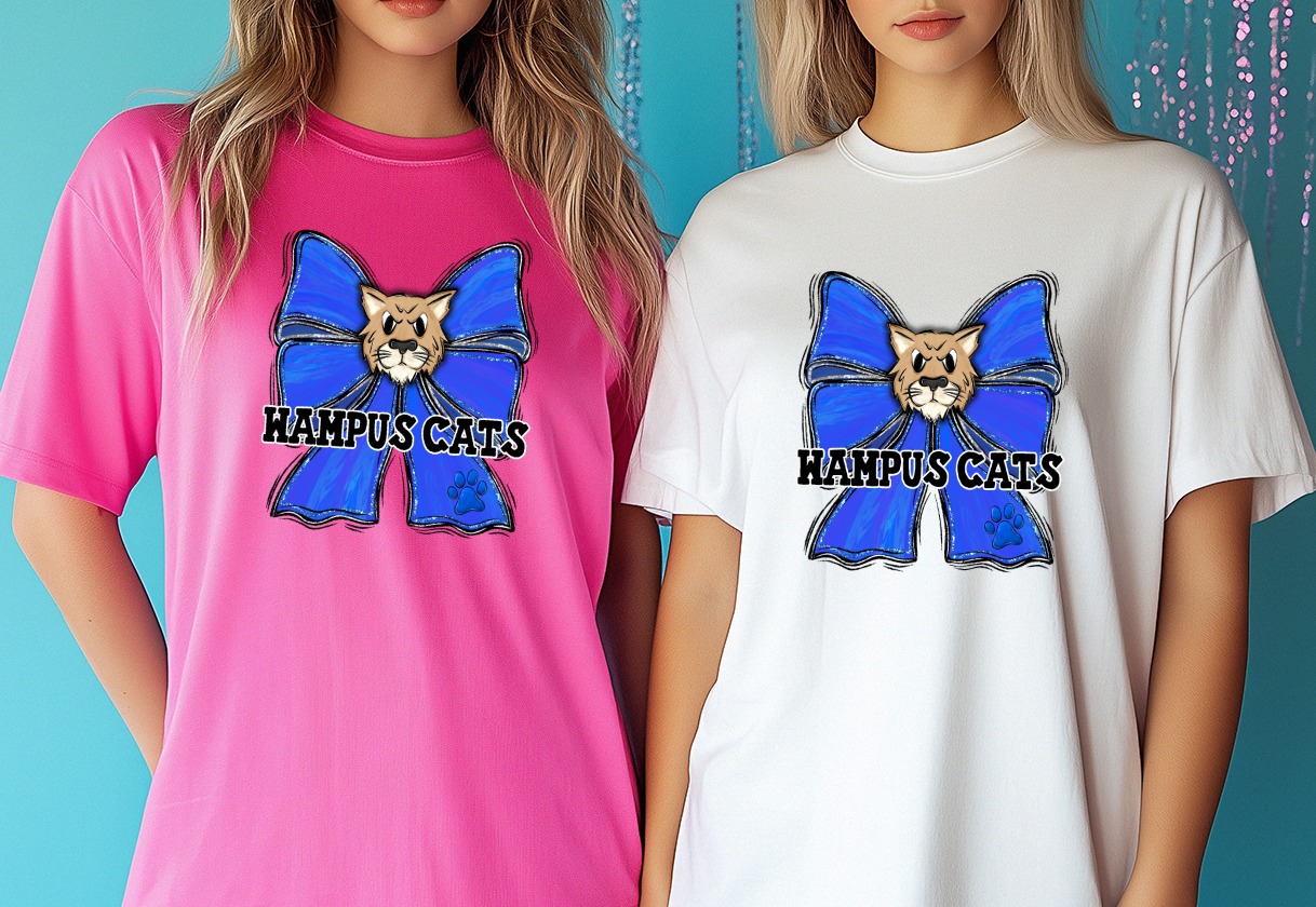 Wampus Cats DTF PNG, Digital Download, Sublimation Design, Blue Glitter Bow, Fierce Cat Mascot, Paw Print, School Spirit, Game Day Graphic - Image 6