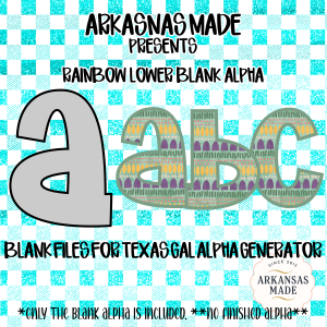 Rainbow Lower Blank Alpha Digital Download, Sublimation PNG, DTF File, Texas Gal Alpha Generator Blank, Custom Alphabet Letters
