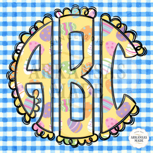 Digital, Easter Scallop Monogram PNG, Easter Egg Monogram Design, Sublimation Design, Instant Download, Colorful Easter Egg Alphabet