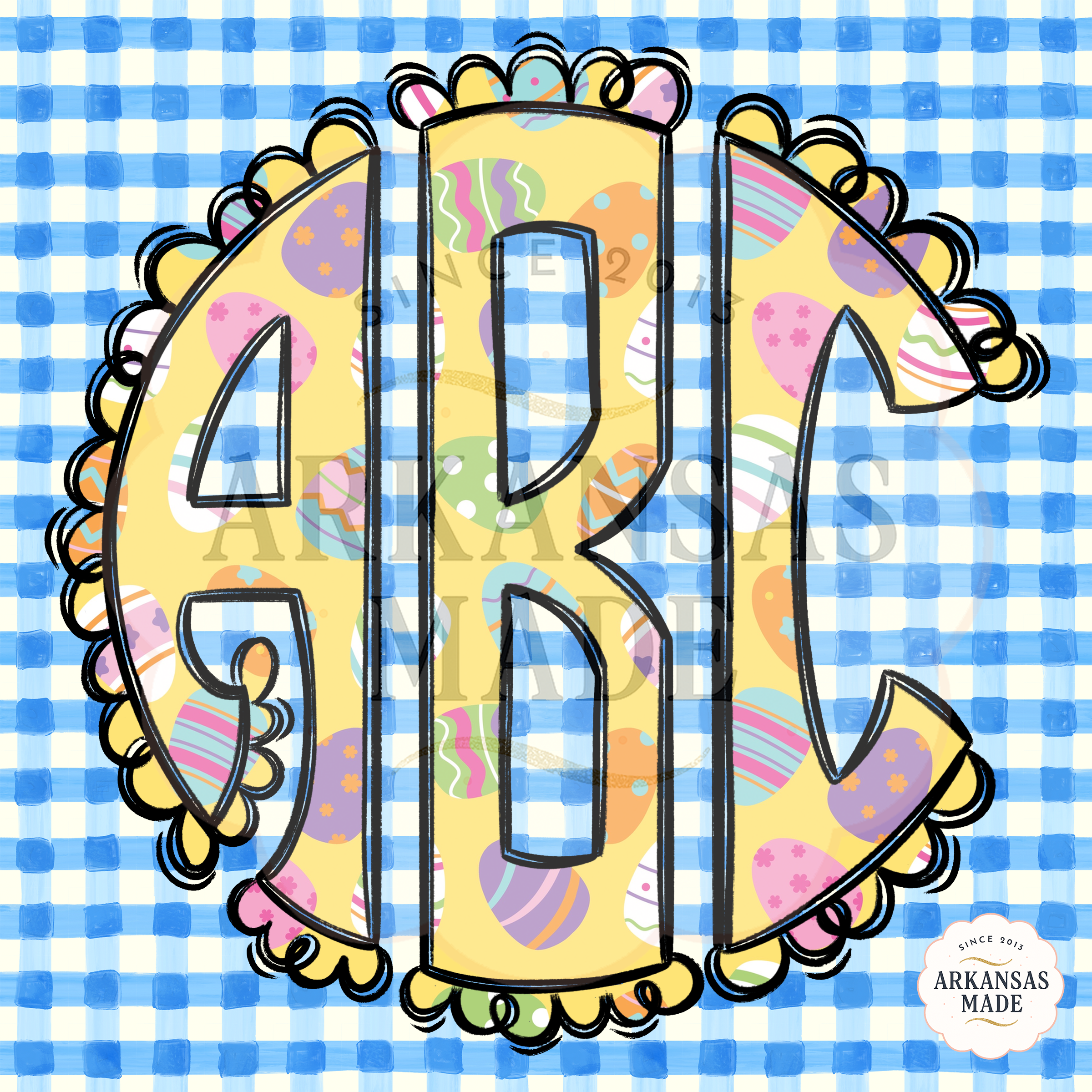 Digital, Easter Scallop Monogram PNG, Easter Egg Monogram Design, Sublimation Design, Instant Download, Colorful Easter Egg Alphabet