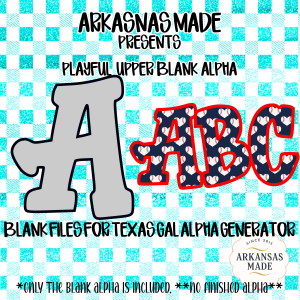 Playful Blank Alpha Letters Digital Download, Uppercase Sublimation DTF PNGs, Texas Gal Alpha Generator Files, Customizable Alphabet
