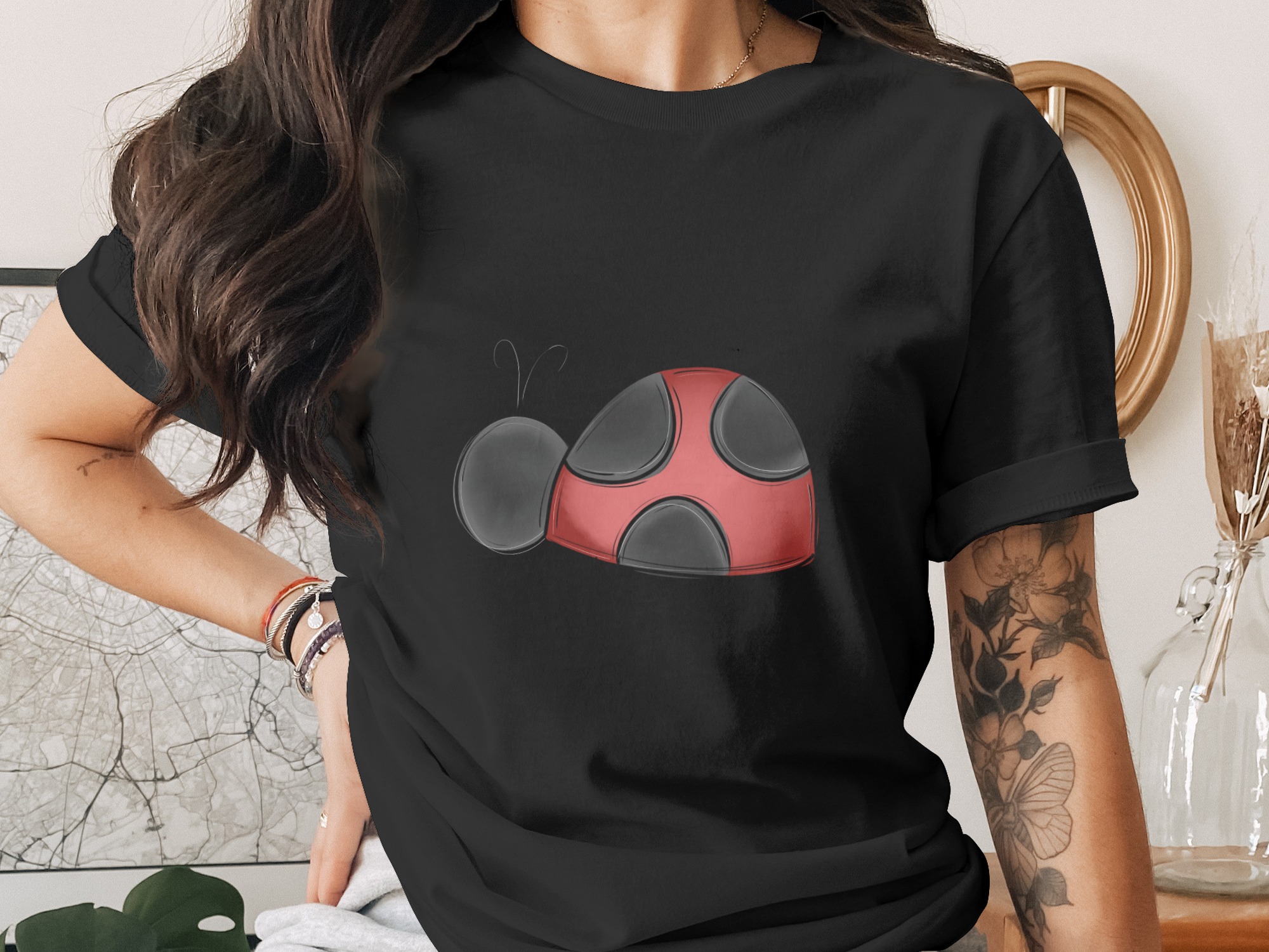 Cute Ladybug PNG Digital Download, Cartoon Ladybird Sublimation, Red Black Bug DTF Print File, Doodle Insect Graphic Art, Printable Design - Image 2