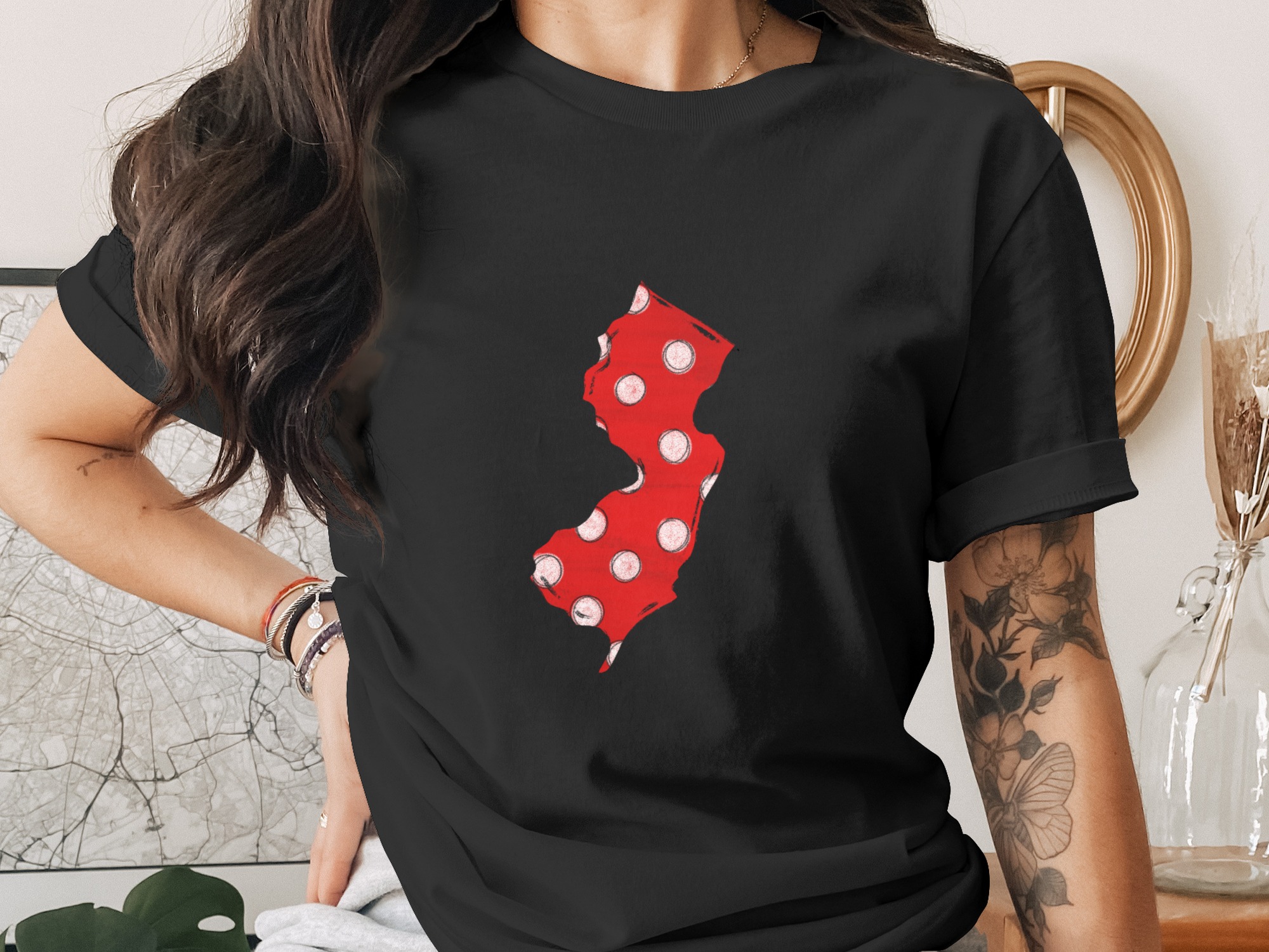 New Jersey Polka Dot Digital Download, DTF Sublimation PNG, NJ State Map Outline, Red White Dotted Design, Garden State Graphic, Cricut Art - Image 2