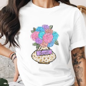 Love Roses Bouquet Digital Download Sublimation DTF PNG, Colorful Flower Vase Design, Shabby Chic Floral Art File, Valentine, Mother's Day